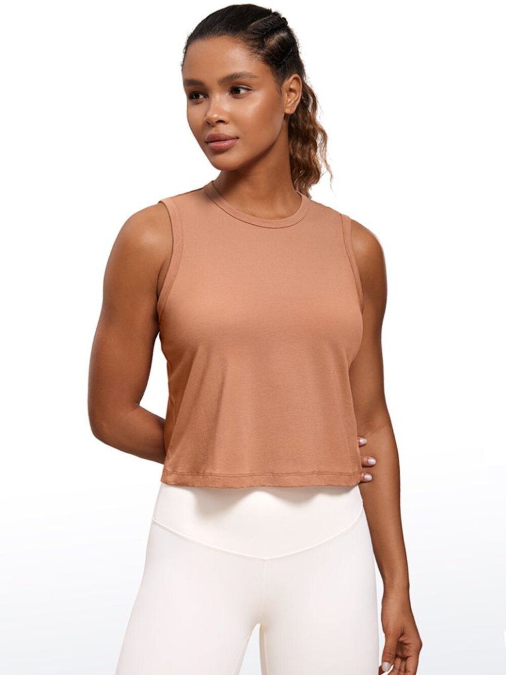 Pima Cotton High Neck Cropped Tank